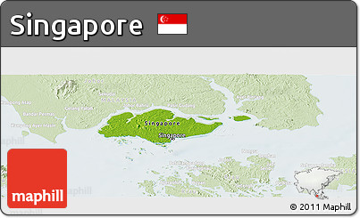 Physical Panoramic Map of Singapore, lighten