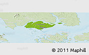Physical Panoramic Map of Singapore, lighten, land only