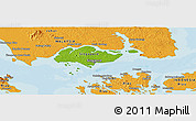 Physical Panoramic Map of Singapore, political outside
