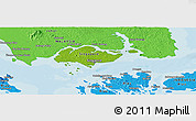 Physical Panoramic Map of Singapore, political shades outside