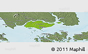 Physical Panoramic Map of Singapore, semi-desaturated, land only