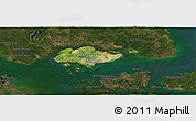 Satellite Panoramic Map of Singapore, darken