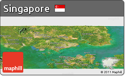 Satellite Panoramic Map of Singapore