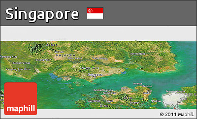 Satellite Panoramic Map of Singapore