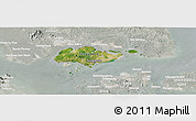 Satellite Panoramic Map of Singapore, lighten, semi-desaturated