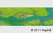 Satellite Panoramic Map of Singapore, physical outside, satellite sea