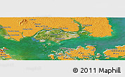 Satellite Panoramic Map of Singapore, political outside, satellite sea