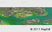 Satellite Panoramic Map of Singapore, semi-desaturated, land only