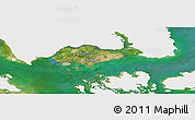 Satellite Panoramic Map of Singapore, single color outside
