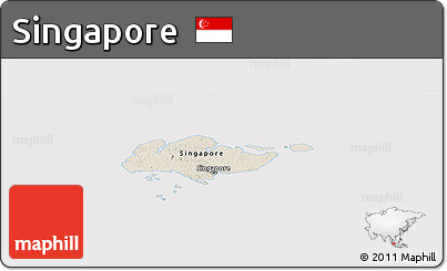 Shaded Relief Panoramic Map of Singapore, cropped outside