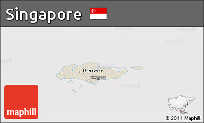 Shaded Relief Panoramic Map of Singapore, cropped outside