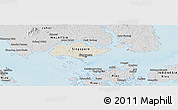 Shaded Relief Panoramic Map of Singapore, desaturated, land only