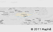 Shaded Relief Panoramic Map of Singapore, desaturated