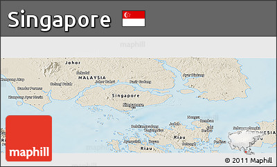 Shaded Relief Panoramic Map of Singapore