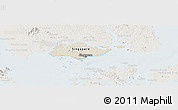 Shaded Relief Panoramic Map of Singapore, lighten