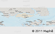 Shaded Relief Panoramic Map of Singapore, semi-desaturated, land only