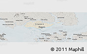 Shaded Relief Panoramic Map of Singapore, semi-desaturated