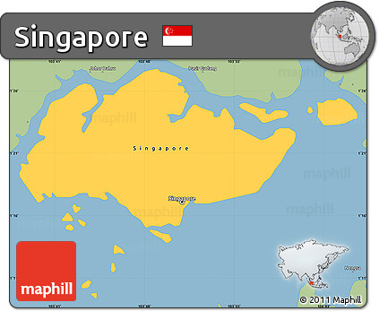 Savanna Style Simple Map of Singapore