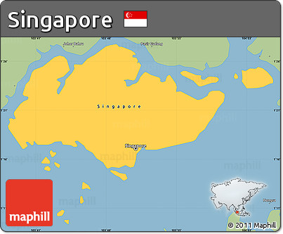 Savanna Style Simple Map of Singapore