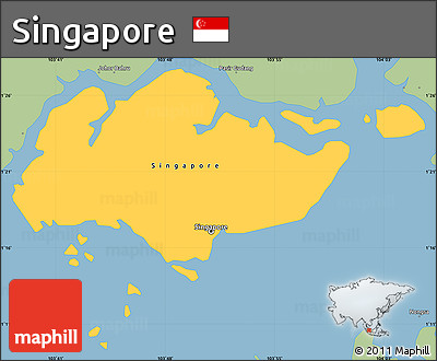 Savanna Style Simple Map of Singapore