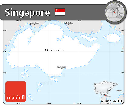 Silver Style Simple Map of Singapore