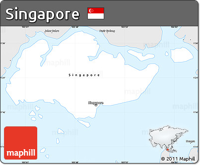 Silver Style Simple Map of Singapore