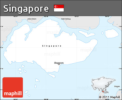 Silver Style Simple Map of Singapore