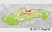 Physical 3D Map of Slovakia, lighten, desaturated