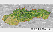 Satellite 3D Map of Slovakia, lighten, desaturated