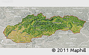 Satellite 3D Map of Slovakia, lighten, semi-desaturated