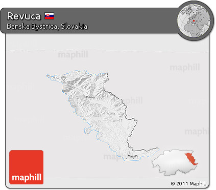 Silver Style 3D Map of Revuca, single color outside