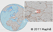 Gray Location Map of Revuca, highlighted parent region, hill shading