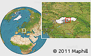 Satellite Location Map of Revuca, highlighted country, highlighted parent region, within the entire country