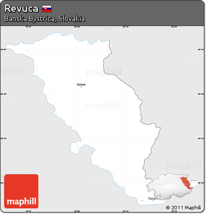 Silver Style Simple Map of Revuca, single color outside