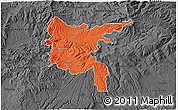 Political 3D Map of Zvolen, darken, desaturated