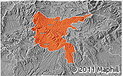 Political 3D Map of Zvolen, desaturated