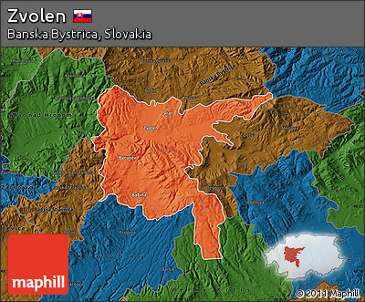 Political Map of Zvolen, darken