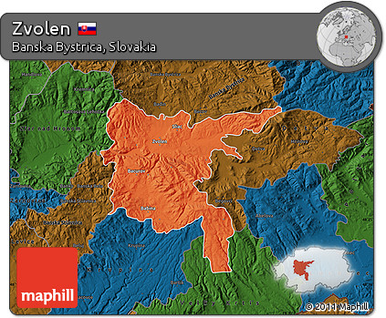 Political Map of Zvolen, darken