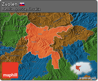 Political Map of Zvolen, darken