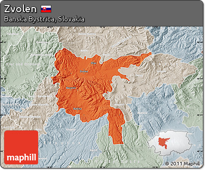Political Map of Zvolen, lighten, semi-desaturated