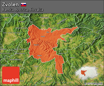 Political Map of Zvolen, satellite outside