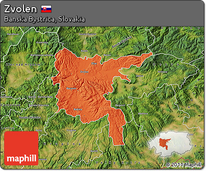 Political Map of Zvolen, satellite outside