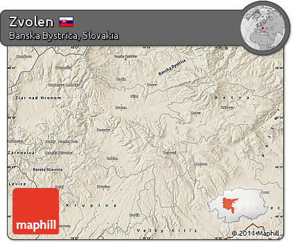Shaded Relief Map of Zvolen