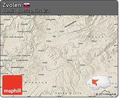 Shaded Relief Map of Zvolen