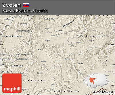 Shaded Relief Map of Zvolen