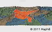 Political Panoramic Map of Zvolen, darken, semi-desaturated