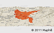 Political Panoramic Map of Zvolen, shaded relief outside