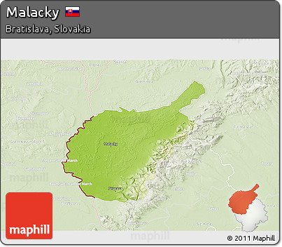 Physical 3D Map of Malacky, lighten