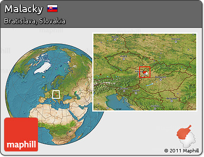 Satellite Location Map of Malacky, highlighted parent region
