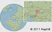 Savanna Style Location Map of Malacky, highlighted parent region, hill shading